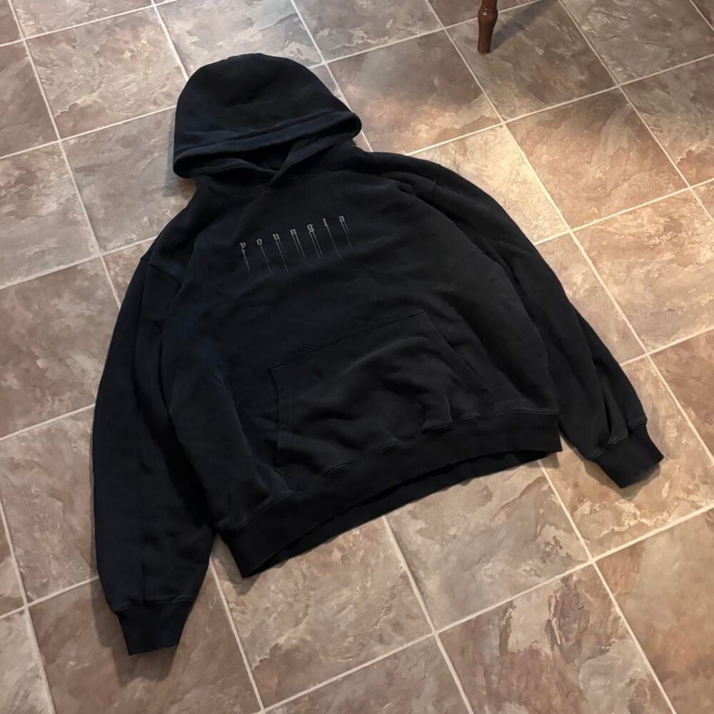 YoungLA skull graphic black hoodie with spellout text, brand new, size XL